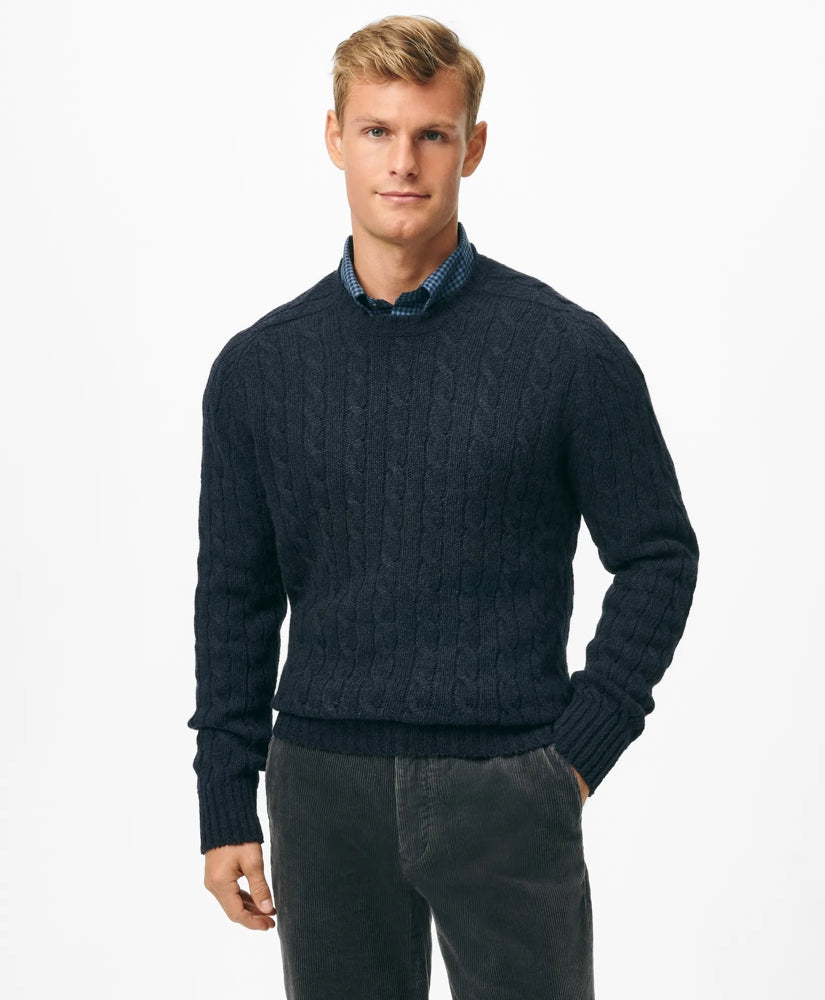 Brooks Brothers Sale Cable Crewneck Sweater in Shetland Wool