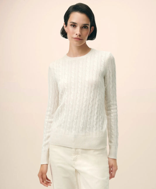 Brooks Brothers Women Cashmere Cable Crewneck Sweater