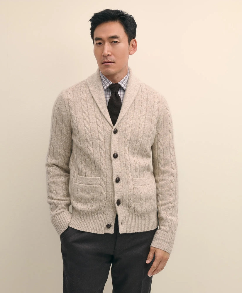 Brooks Brothers Sale Cashmere Cable Knit Shawl-Collar Cardigan