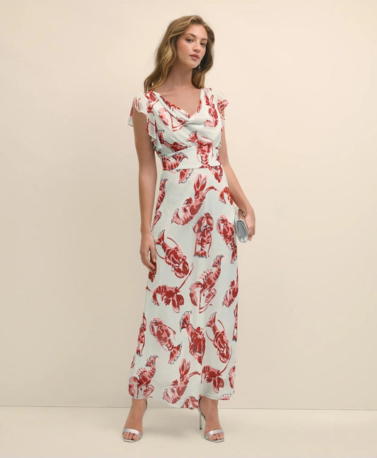 Brooks Brothers Sale Chiffon Lobster Maxi Dress