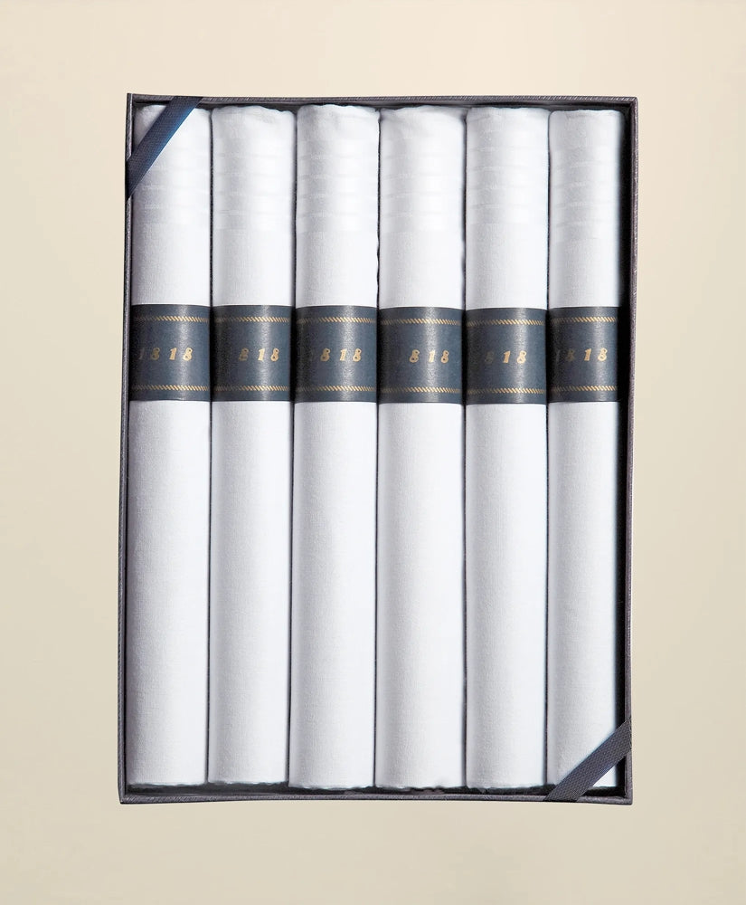 Brooks Brothers Men Cigar-Rolled Handkerchiefs-Set of 6