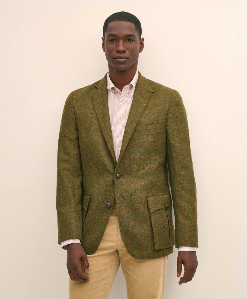 Brooks Brothers Sale Classic Fit Wool-Cashmere Tweed Windowpane 1818 Sport Coat
