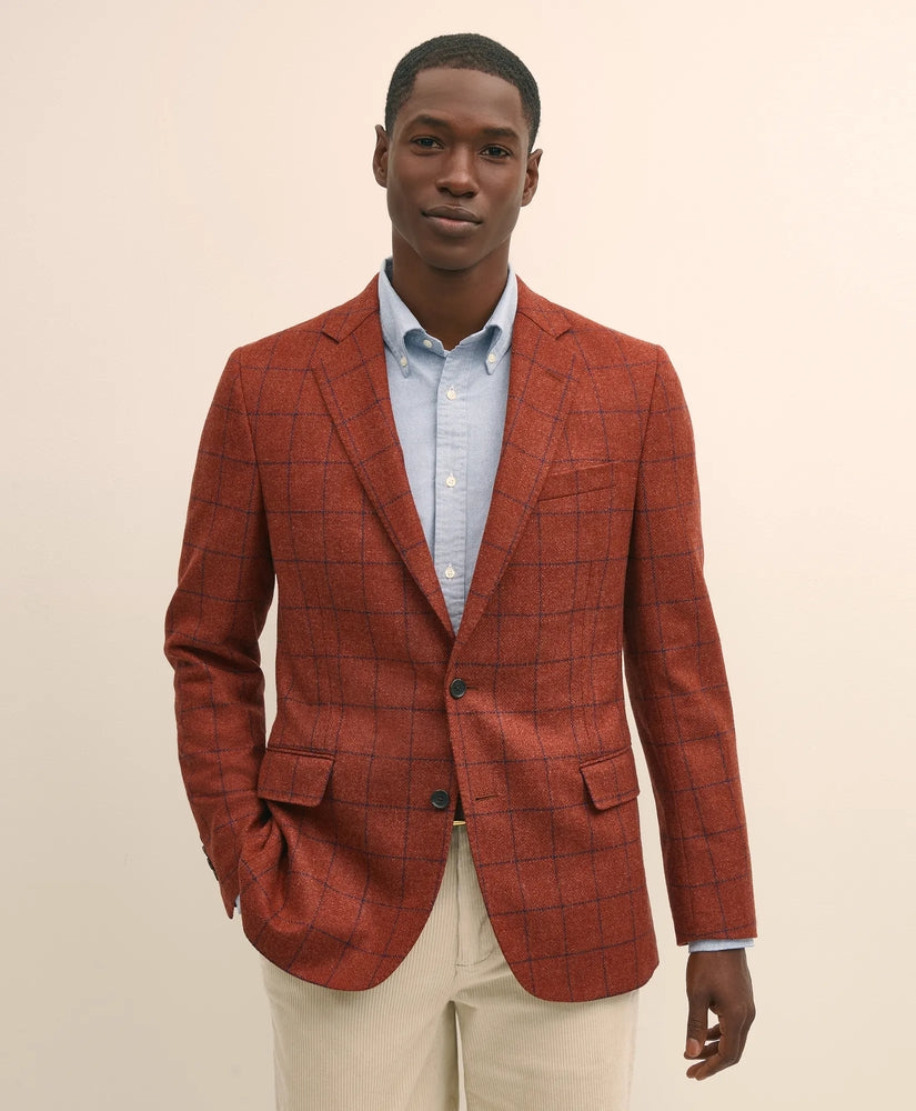 Brooks Brothers Sale Classic Fit Wool-Cashmere Tweed Windowpane 1818 Sport Coat