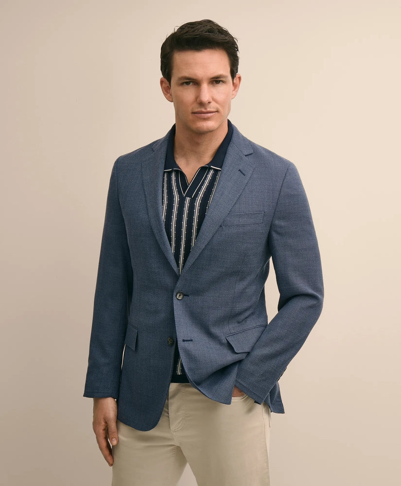 Brooks Brothers Men Classic Fit Wool Hopsack Sport Coat
