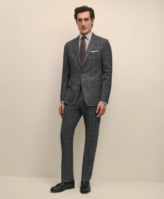 Brooks Brothers Tailored Classic Fit Wool Windowpane 1818 Suit
