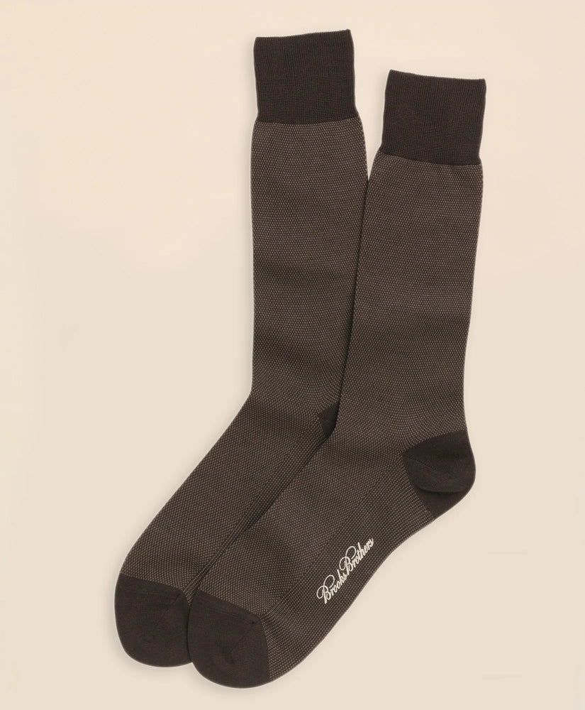 Brooks Brothers Men Cotton Bird's Eye Crew Socks