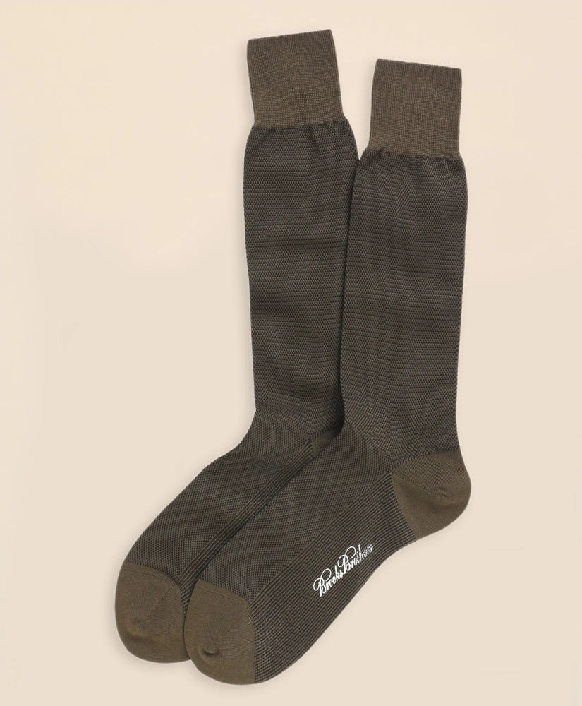 Brooks Brothers Men Cotton Bird's Eye Crew Socks