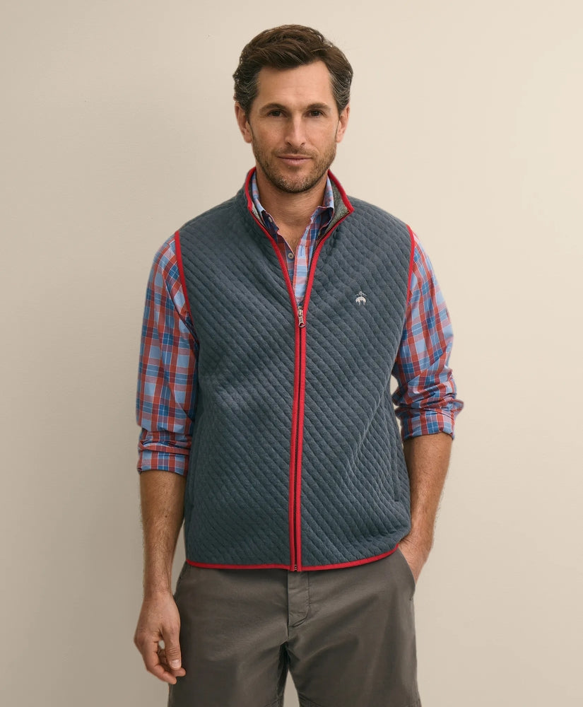 Brooks Brothers Men Cotton-Blend Diamond-Quilted Full-Zip Vest