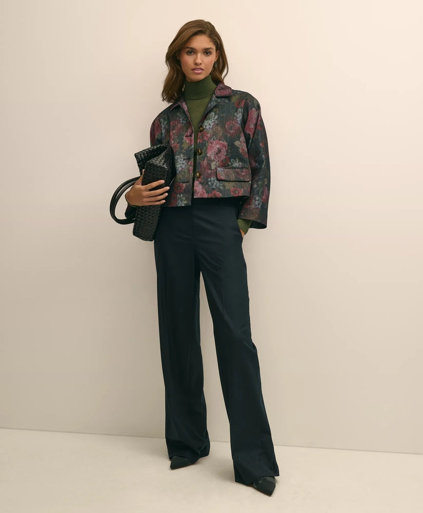 Brooks Brothers Sale Cotton Blend Floral Jacquard Cropped Jacket
