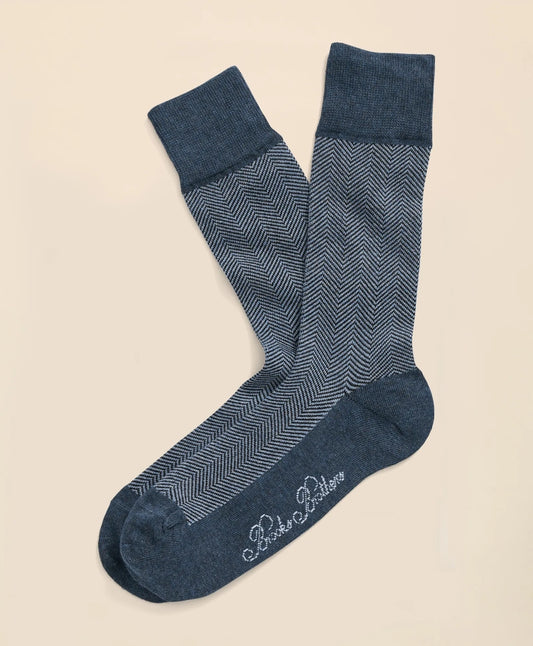 Brooks Brothers Men Cotton Blend Herringbone Socks