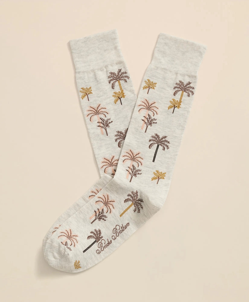Brooks Brothers Men Cotton Blend Palm-Tree Motif Socks