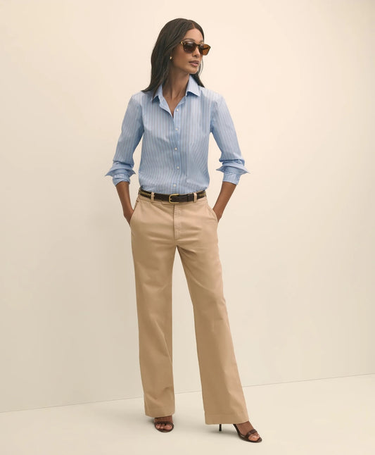 Brooks Brothers Women Cotton Blend Relaxed Chino Pants