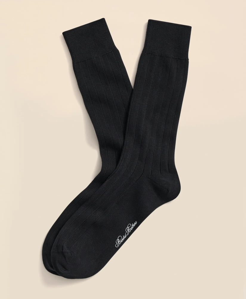 Brooks Brothers Men Cotton Blend Ribbed Crew Socks