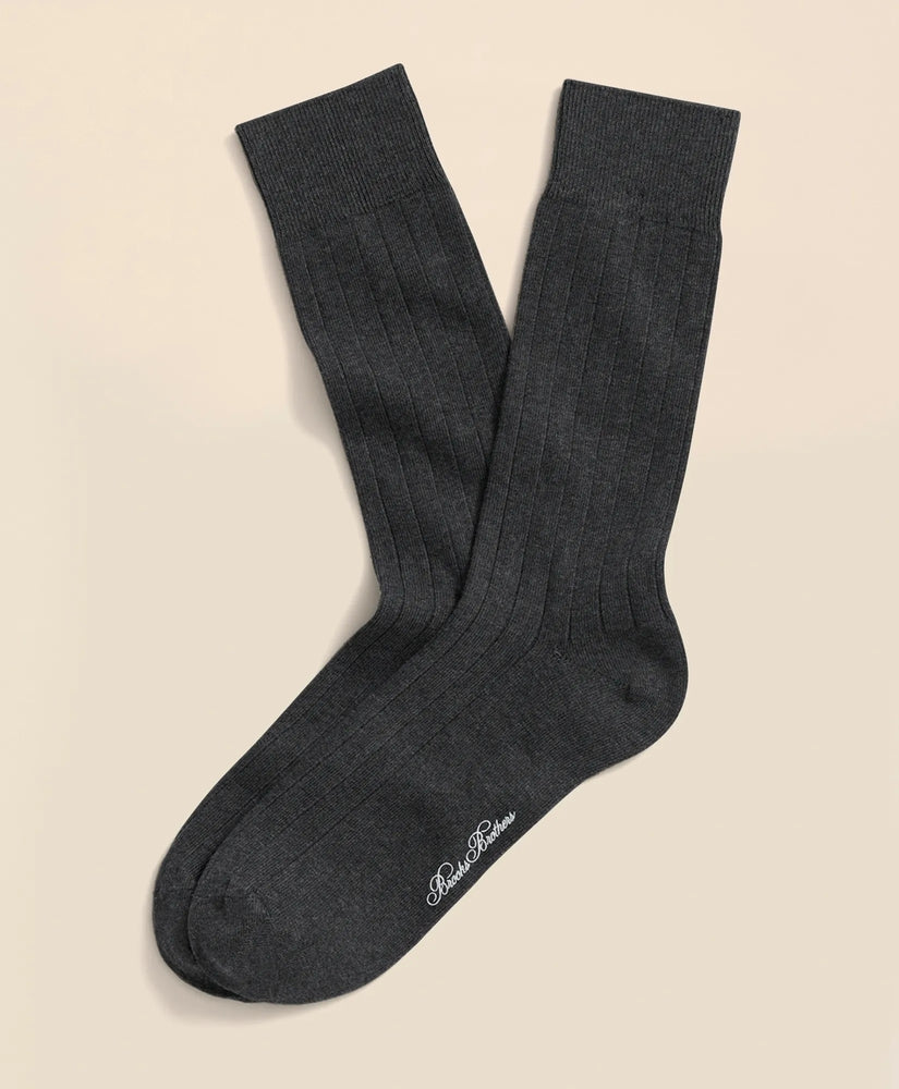 Brooks Brothers Men Cotton Blend Ribbed Crew Socks