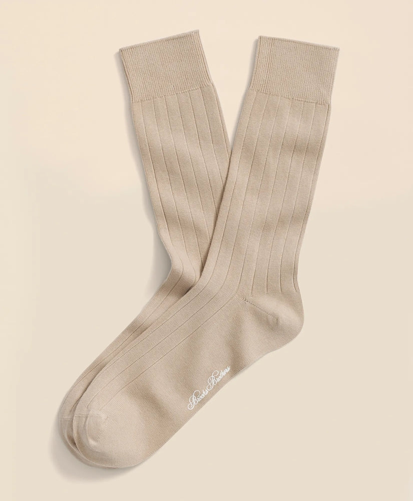 Brooks Brothers Men Cotton Blend Ribbed Crew Socks