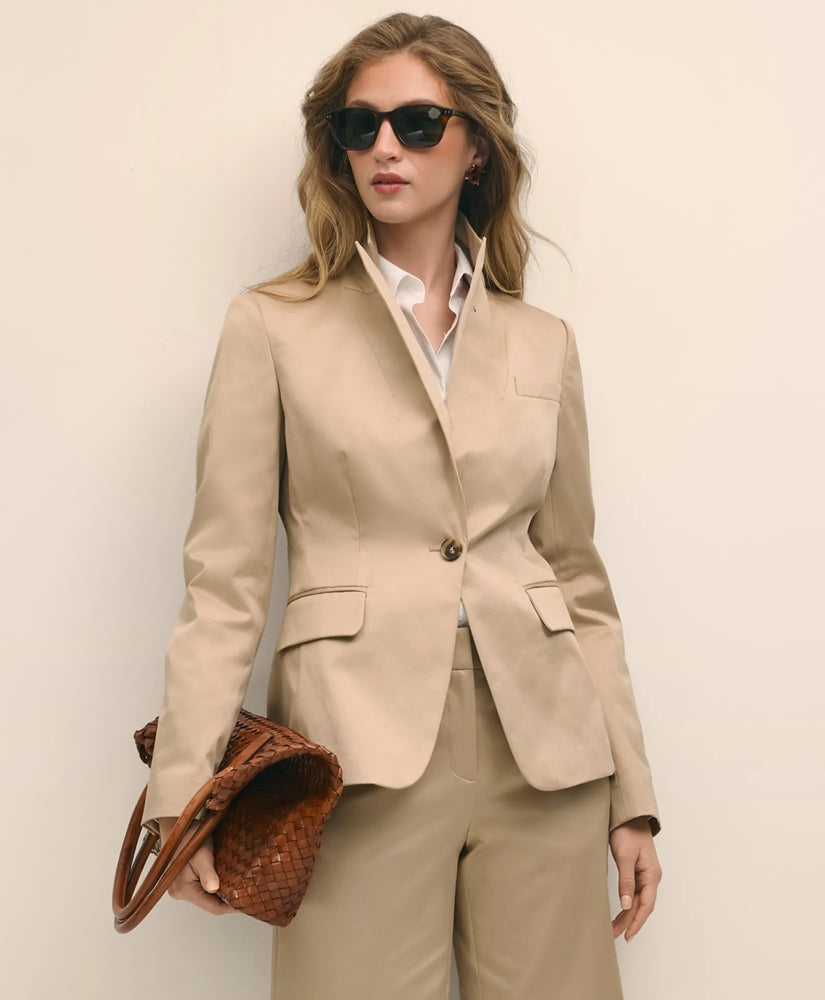 Brooks Brothers Sale Cotton Blend Sateen Single-Button Peak Lapel Jacket