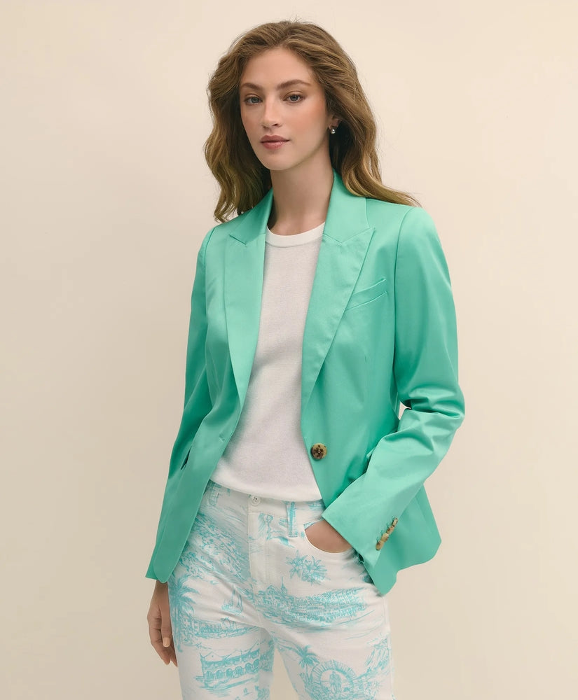 Brooks Brothers Sale Cotton Blend Sateen Single-Button Peak Lapel Jacket