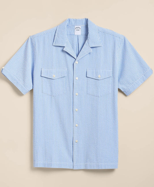 Brooks Brothers Shirts Cotton Blend Seersucker Camp Collar Shirt