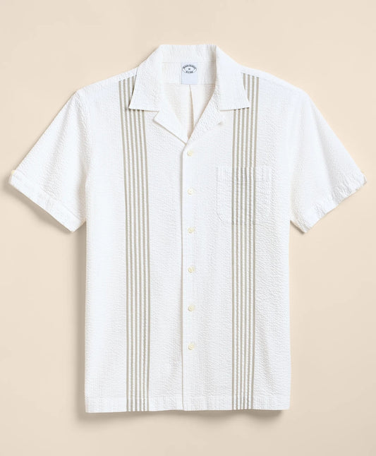 Brooks Brothers Shirts Cotton Blend Seersucker Camp Collar Shirt