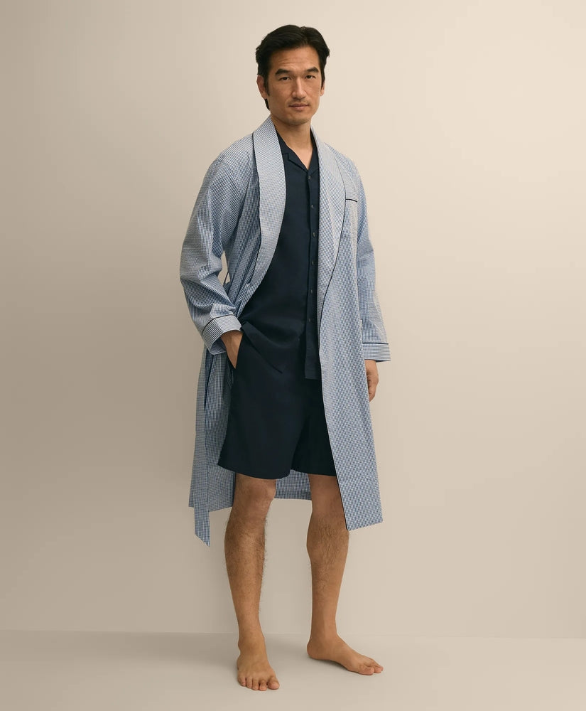 Brooks Brothers Men Cotton Blend Seersucker Robe