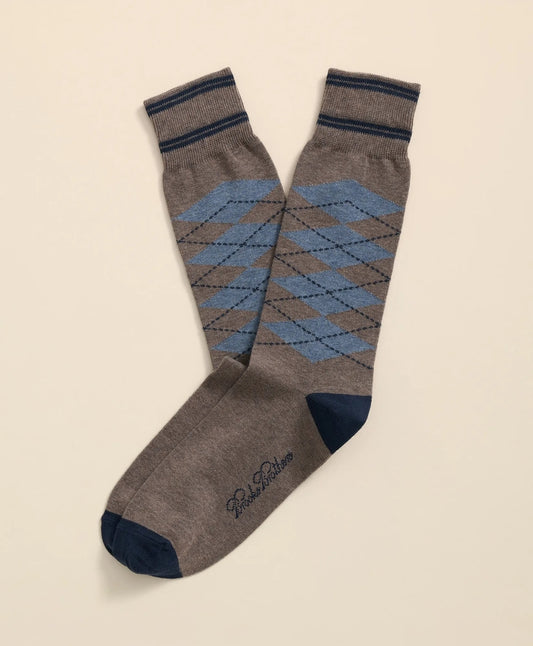 Brooks Brothers Men Cotton-Blend Tipped Argyle Socks