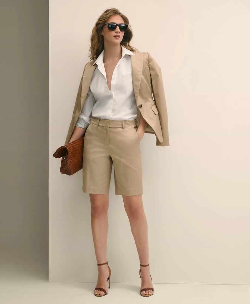 Brooks Brothers Women Cotton Blend Twill Bermuda Shorts
