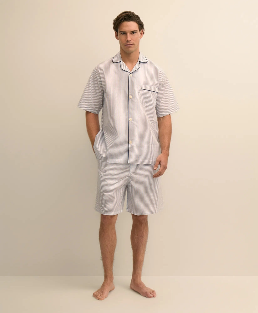 Brooks Brothers Men Cotton Broadcloth Stripe Short Pajamas