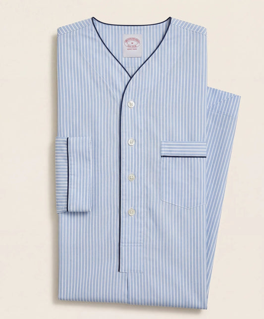 Brooks Brothers Men Cotton Broadcloth Striped Nightshirt
