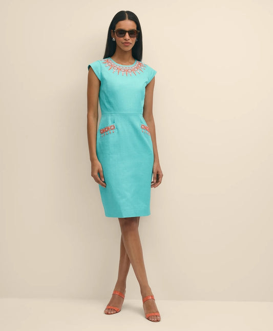 Brooks Brothers Sale Cotton Embellished Sheath Dress