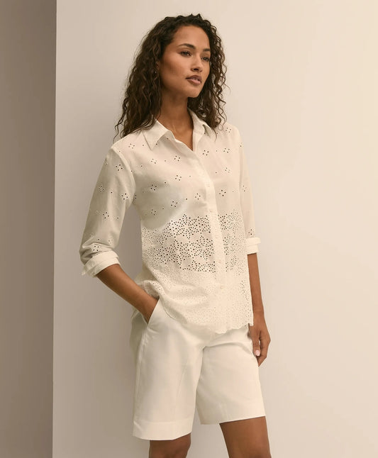 Brooks Brothers Women Cotton Eyelet Oversize Blouse