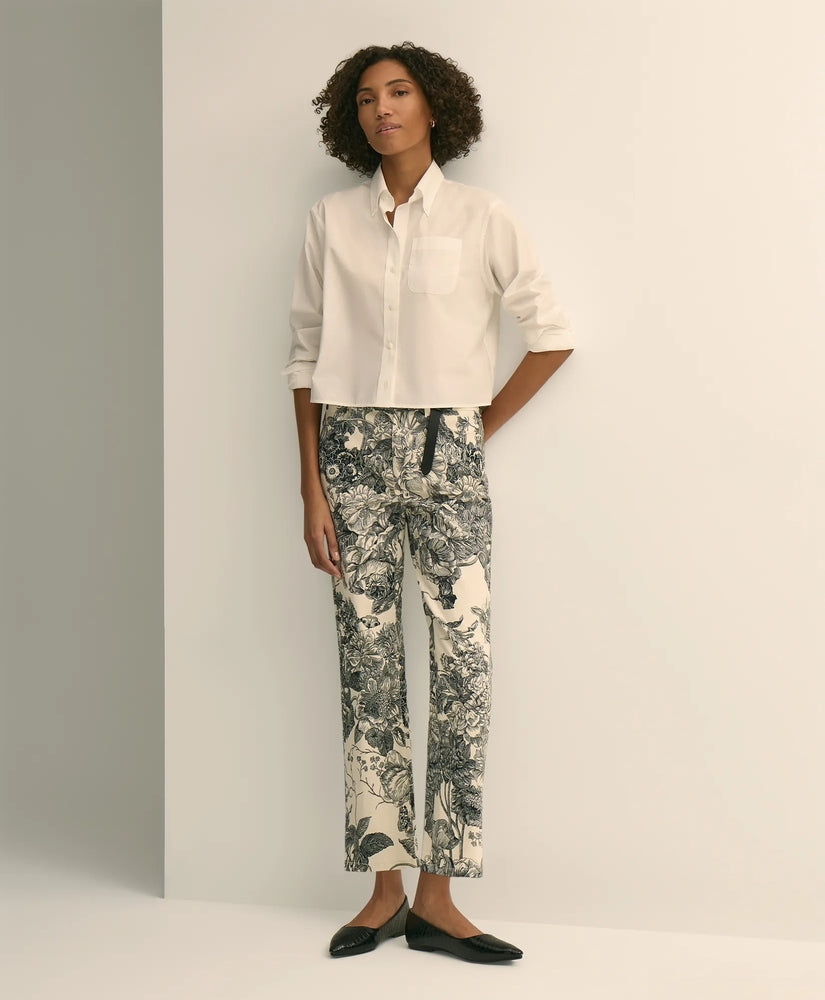 Brooks Brothers Sale Cotton Floral Cropped Kick Flare Jeans