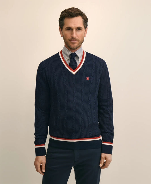 Brooks Brothers Men Cotton Lightweight Tennis Sweater
