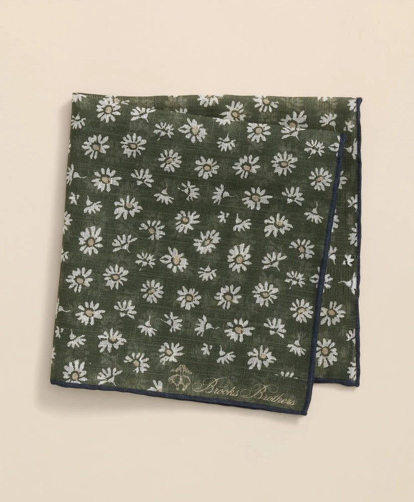 Brooks Brothers Men Cotton-Linen Daisy Print Pocket Square