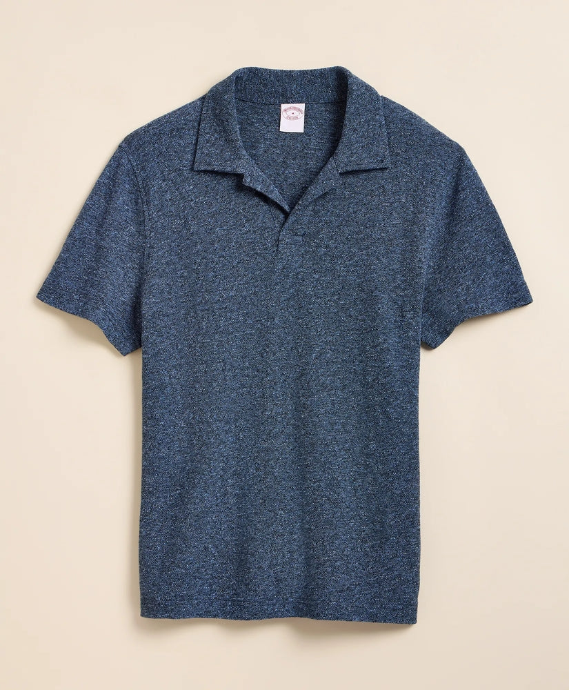 Brooks Brothers Men Cotton-Linen Pique Johnny Collar Shirt