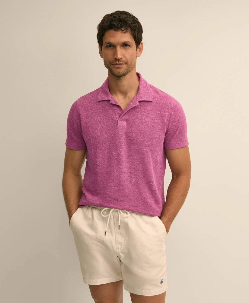 Brooks Brothers Men Cotton-Linen Pique Johnny Collar Shirt