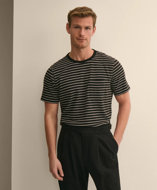 Brooks Brothers Shirts Cotton Indigo-Dyed Mariner Stripe T-Shirt