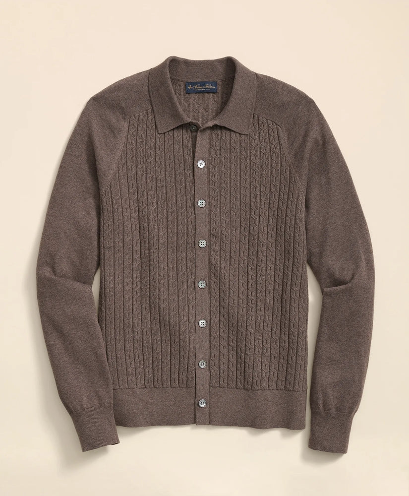Brooks Brothers Sale Cotton Mini-Cable Polo Cardigan
