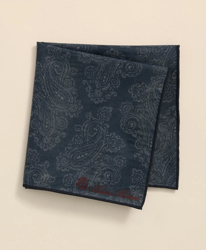 Brooks Brothers Men Cotton Paisley Print Pocket Square