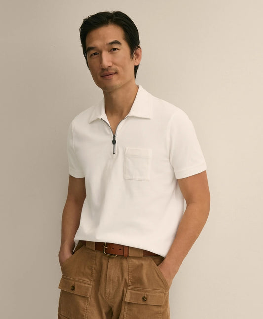 Brooks Brothers Men Cotton Sueded-Jersey Quarter-Zip