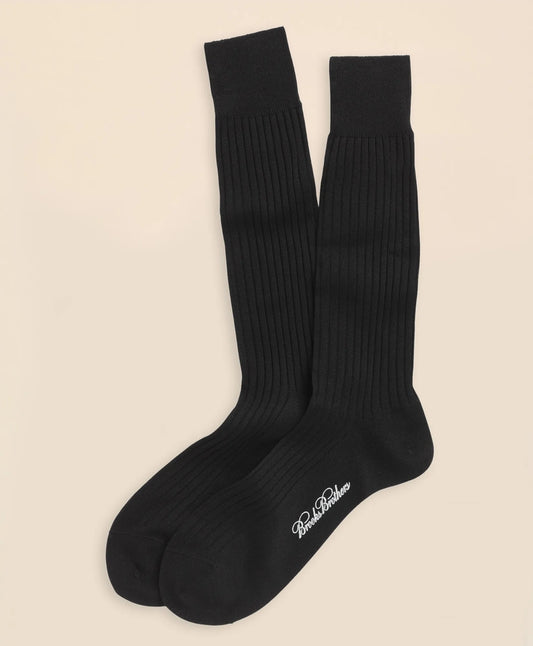Brooks Brothers Men Egyptian Cotton Ribbed Crew Socks