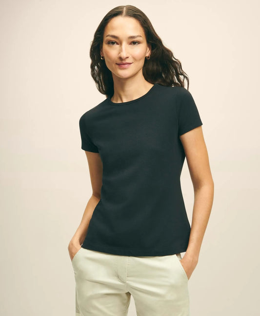 Brooks Brothers Women Elevated Cotton Modal Pique T-Shirt