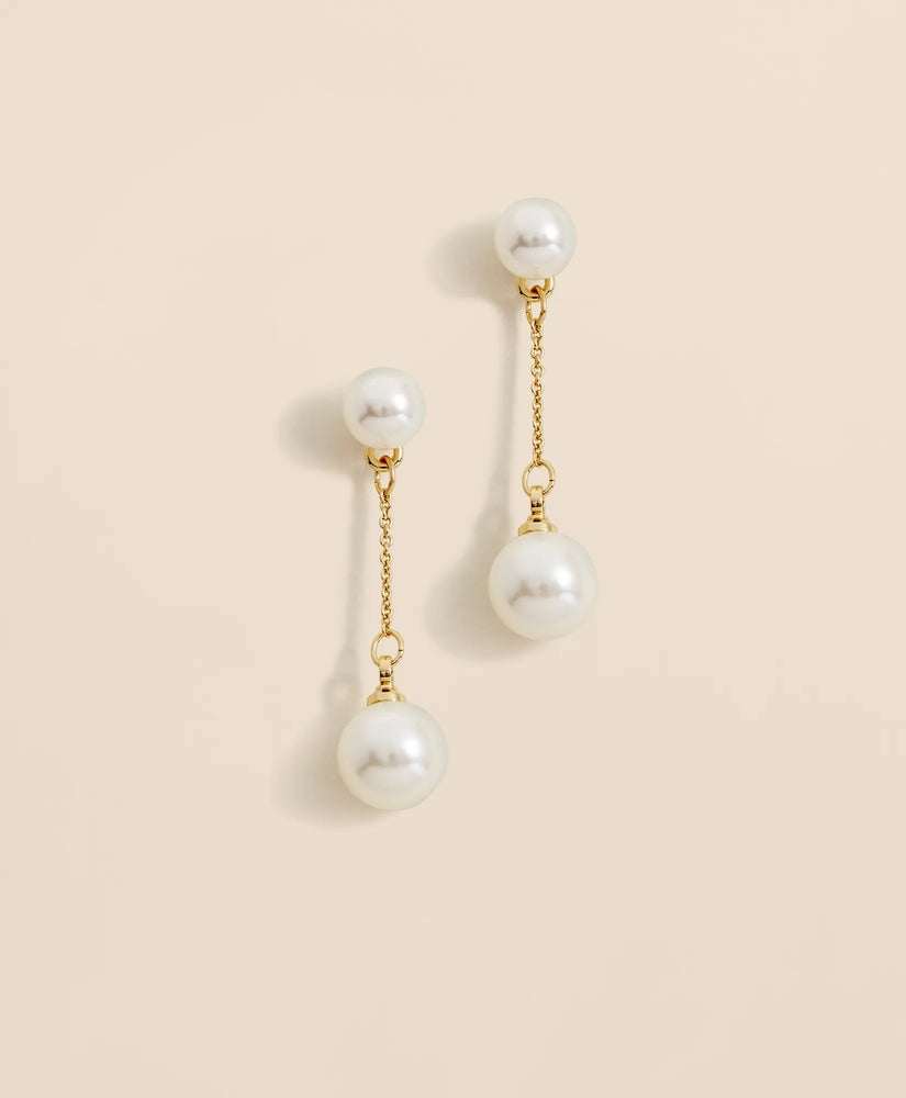 Brooks Brothers Women Faux-Pearl-Drop Fine-Chain Earrings