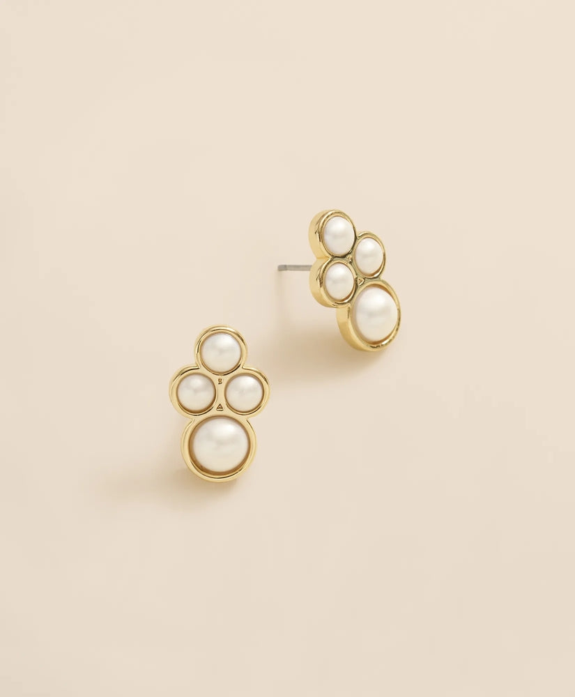 Brooks Brothers Women Faux-Pearl Gold-Plated Cluster Earrings