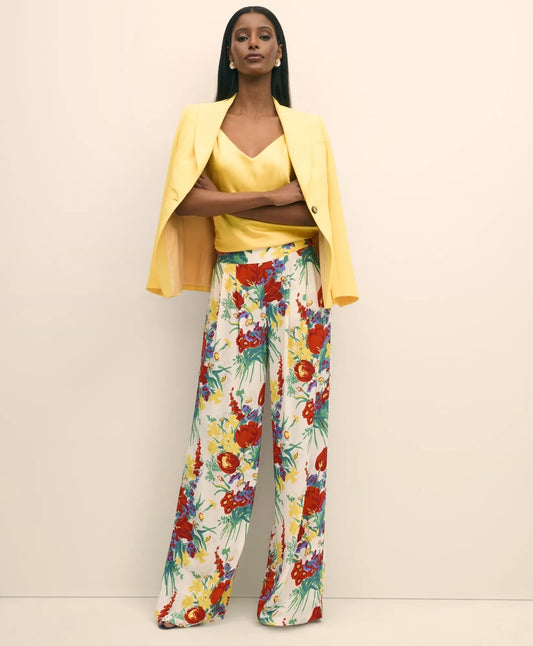 Brooks Brothers Sale Floral Crepe Wide-Leg Pants