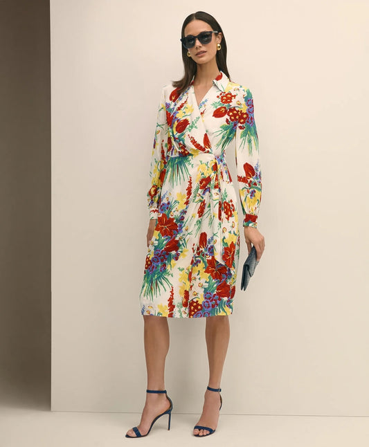 Brooks Brothers Sale Floral Wrap Dress in Crepe