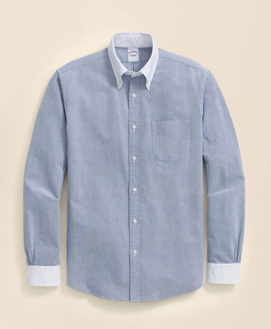 Brooks Brothers Men Friday Shirt, Oxford with White Collar