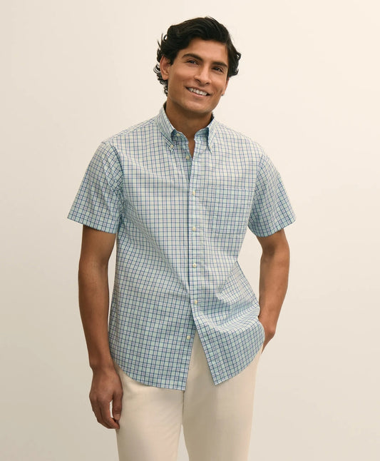 Brooks Brothers Men Friday Shirt, Short-Sleeve Poplin Check