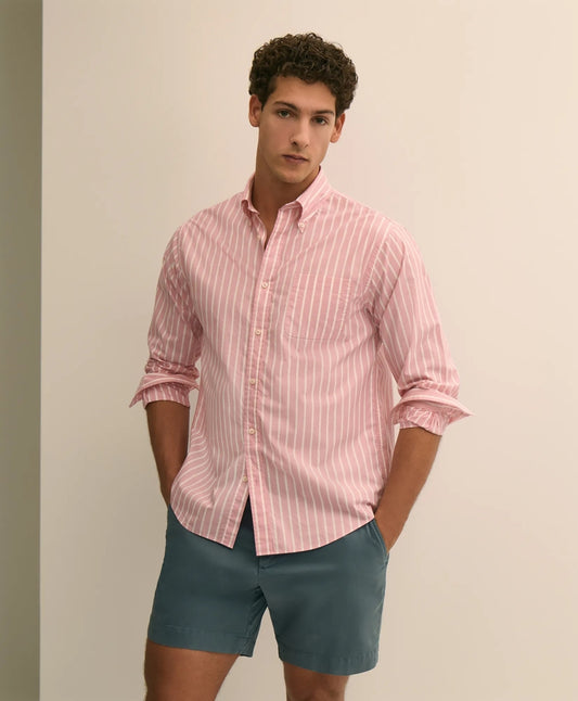 Brooks Brothers Men Friday Shirt,  Poplin Stripe