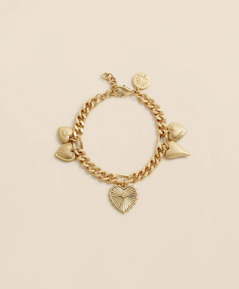 Brooks Brothers Women Gold-Toned Heart Charm Bracelet
