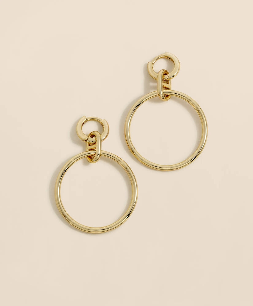 Brooks Brothers Women Gold-Toned Mariner Link Drop Hoop Earrings